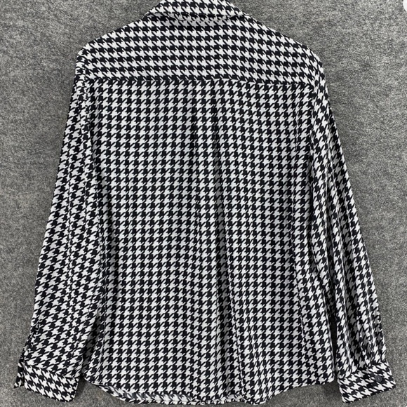 Jones New York (22W Plus) Stretch Black & White Houndstooth Collared Shirt - Picture 5 of 9